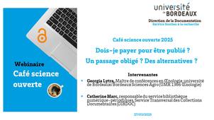 Webinaire café science ouverte : Dois-je payer pour être publié ? Un passage obligé ? Des alternatives ?
