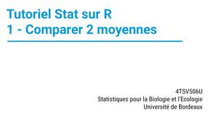 R en pratique. 1 - Comparer 2 moyennes