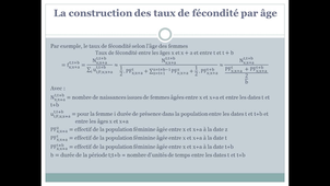 2.1.2.4 Les taux en démographie - Les taux spécifiques par age - La construction des taux de fécondité par age