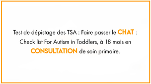 Test de dépistage des TSA - Faire passer le CHAT - Check list For Autism in Toddlers, à 18 mois en consultation de soin primaire