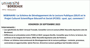 WEBINAIRE- Le Schéma de Développement de la Lecture Publique (SDLP) et le Projet Culturel Scientifique Éducatif et Social (PCSES).mp4