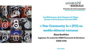 Webinaire Peer Community In (PCI) un modèle éditorial vertueux