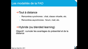 Les modalités et modèles-types de la FAD