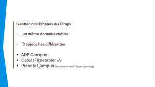 ODE - #4 EDT - Présentation des solutions ADE Campus, Timetabler v9 et Pronote Campus