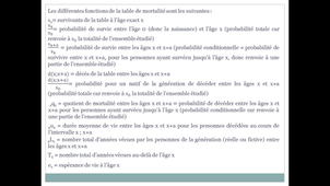 3.1.1 La table de mortalité - Présentation générale - La table de mortalité et ses fonctions